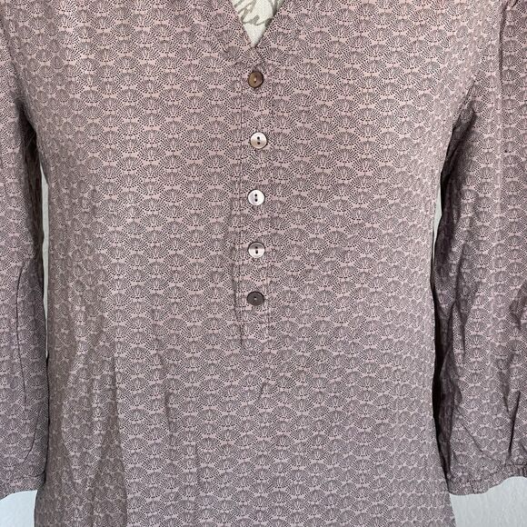 Saint Tropez Womens Blouse Sz Small Pleated Boho Bohemian Neutral Minimal Autumn - Picture 7 of 12